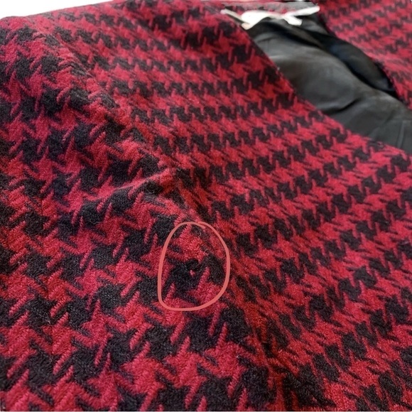 Vtg Anne Klein II Wool Cashmere Houndstooth Cropped Jacket Red Black Size 8 - Picture 5 of 9